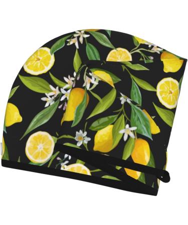 Hair Towel Wrap - Quick Drying Towel Turban with Button for Effortless Hair Care | Lemon Fruits & Flowers Design - Buy Online on GoSupps.com