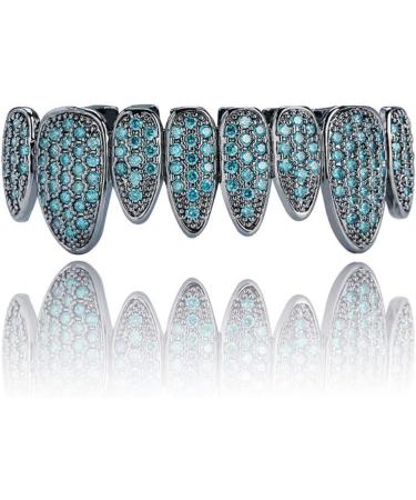 RINTOLER Diamond Dental Grill for Men and Women Irregular 8 Teeth Micro Inlaid Zircon Hip-hop Braces Hiphop Halloween Braces Emerald Green - Buy Online on GoSupps.com