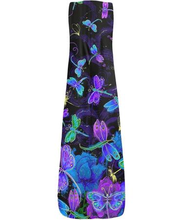 UIKMNH Summer Casual Dress | Women's O-Neck Flower Print Sleeveless Plus Size Long Dress - Buy Online on GoSupps.com