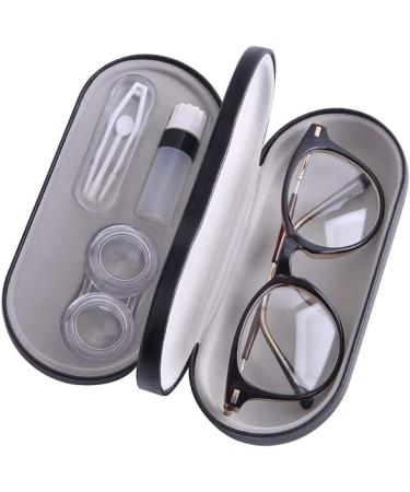Buy 2 in 1 Double Sided Contact Lens Case - Portable Glasses Case with Mirror Tweezers & Applicator - Ideal for Home & Travel - Black - Buy Online on GoSupps.com
