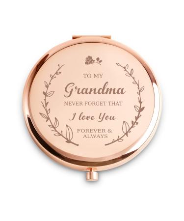 COYOAL Grandma Gifts from Grandchildren  Personalized Engraved Compact Mirror  Unique Mothers Day Birthday Gifts for Grandma  Nana  Grammy  Grandmother Rose For Grandma