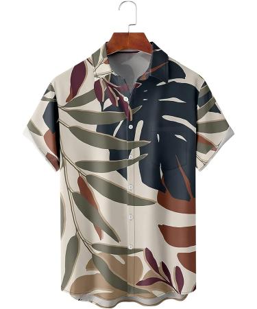 Hawaiian Shirt for Men Slim Fit Short Sleeve Button Down Floral Beach Tropical Print Purple XL - Buy Online on GoSupps.com
