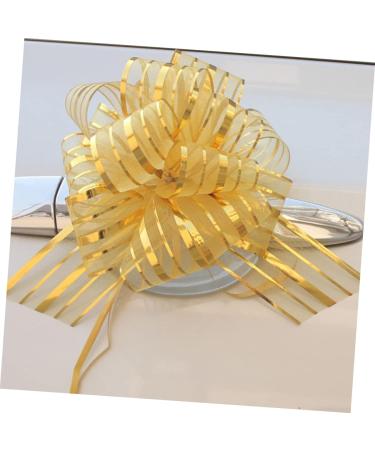 FRCOLOR 10pcs Golden Wedding Pull Flower Bows - Large Hand-Painted Gauze Decor for Weddings & Christmas - Perfect Gift Garland Decoration 74x5cm - Buy Online on GoSupps.com