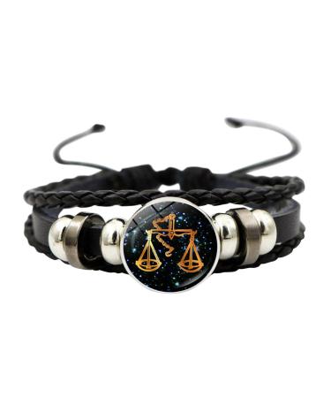 Bracelet Twelve Jewelry Bracelet Time Woven Beaded Leather Bracelet Hand Gemstone Constellation Bracelets Gbd200-9 G One Size