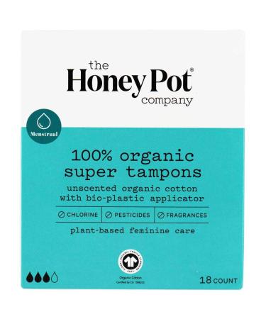 The Honey Pot Company 100% Organic Super Tampons 18 Count