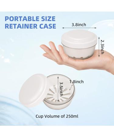 Denture Bath Case with Strainer - Portable Retainer Cleaner Cup for Household/Travel - Leak Proof and Easy to Clean - White - Buy Online on GoSupps.com