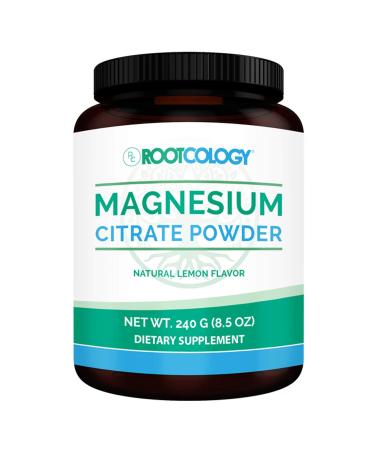 Rootcology Magnesium Citrate Powder - Digestive Support with 300mg Magnesium and Natural Lemon Flavor - Dietary Supplement for Healthy Disgestion and Relaxation by Izabella Wentz (240g / 60 Servings)