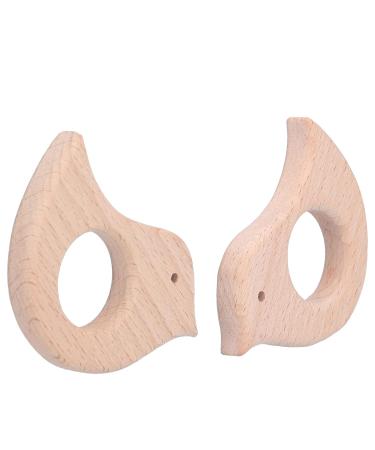 5Pcs Bird Shape Baby Teething Toys - Natural Beech Wooden Teether for Pain Relief and DIY Handiwork Accessory - Buy Online on GoSupps.com