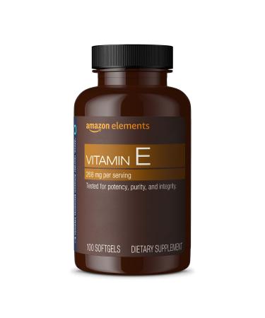 Amazon Elements Vitamin E, 400 IU, 100 Softgels, more than a 3 month supply (Packaging may vary)