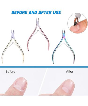 TAMUNI 3 Pcs Cuticle Care Collection - Premium Cuticle Nippers Cuticle Trimmer Cuticle Cutter & Remover Set - Precise & Durable Nail Nippers in Rose Gold Gold and Rainbow Titanium Finishes - Buy Online on GoSupps.com
