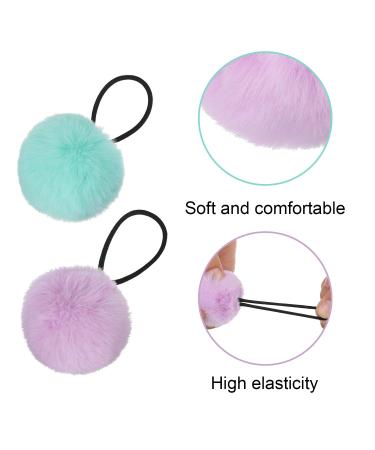 Pom Pom Hair Ties Fluffy Elastic Hair Bands for Women, Girls & Kids - Set of 16 Scrunchies (Color Set 1) - Buy Online on GoSupps.com