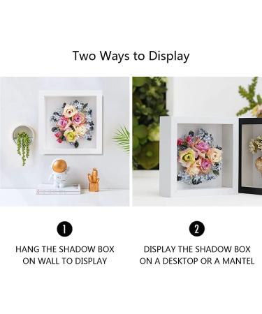 7x7 White Shadow Box Frame - Deep Display Case for Dried Flowers, Crafts, Wedding Memories, and More - Wall & Tabletop Shadow Box - Buy Online on GoSupps.com