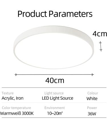 Nats 36W LED Ceiling Lamp - Warm White 3000K Ultra-Slim Modern Lighting for Living Room Bedroom Kitchen & Office - 400x40mm 2880lm - International Shipping Available - Buy Online on GoSupps.com
