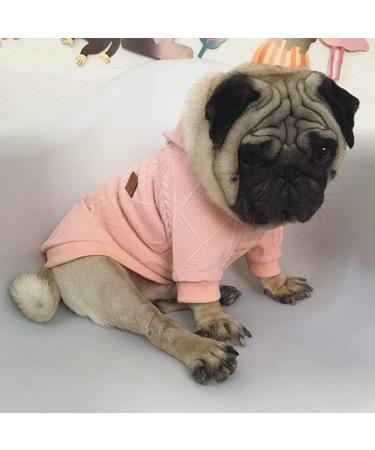 Meioro Pink Zipper Hood Dog Sweater - Cute Warm Winter Pet Clothes for French Bulldogs & Puppies (XS) - Buy Online on GoSupps.com
