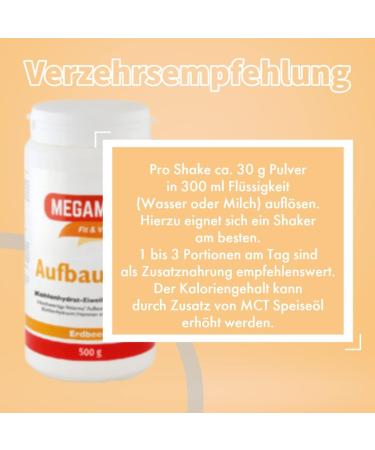 Buy Megamax Build-Up Food Strawberry 500g - Low-Fat Protein Drink for Strengthening & Weight Gain | Made in Germany - Buy Online on GoSupps.com