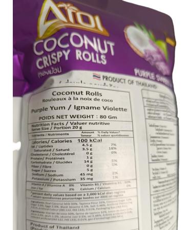 Aroi Coconut Crispy Rolls Purple Sweet Potato Flavor 80g - Buy Online on GoSupps.com