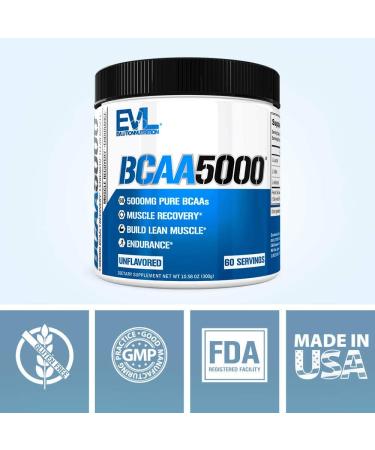 EVLution Nutrition BCAA5000 Unflavored - 10.58 oz (300g) | Premium Amino Acids for Energy & Recovery - Buy Online on GoSupps.com
