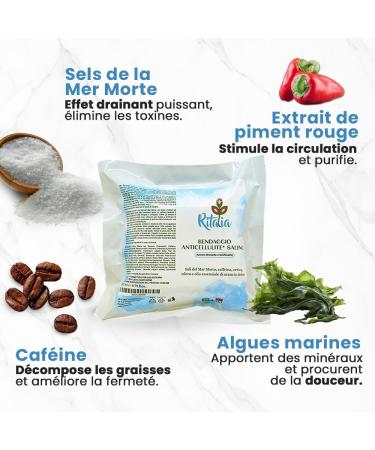 Ritalia LEGS DRAINING BANDAGES with Dead Sea salt and active ingredients 100% VEGAN - Reshaping and firming treatment of anti-cellulite bandages (2x10m Bandages) - Buy Online on GoSupps.com
