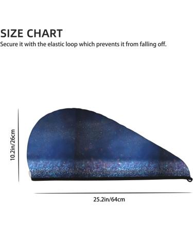 Hair Towel Wrap - Quick Drying Turban with Button | Retro Blue Glitter Hair Drying Towel - Buy Online on GoSupps.com