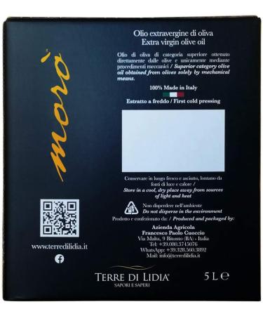 Terre Di Lidia - 2 x 5 Liters - Extra Virgin Olive Oil - Mor 2 x Bag in Box 5L - 100% Italian Product - Cultivar Ogliarola - Country 2023/2024 - Buy Online on GoSupps.com