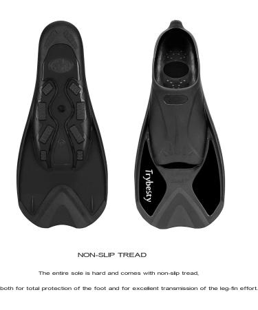 Trybesty Swim Fins Short Snorkel Flippers for Snorkeling & Diving - Black - Size M for Adult Men & Women (7.5-9 Men, 8.5-10 Women) - Buy Online on GoSupps.com