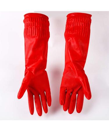 shlutesoy 1/5 Two Latex Household Kitchen Washing Long Gloves Protection Red 1 Pair(2 Pcs) - Buy Online on GoSupps.com