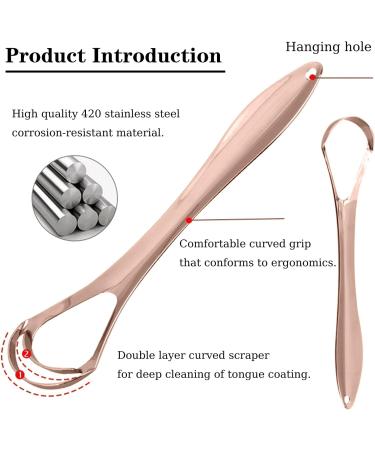 Stainless Steel Tongue Scrapers - 2 Pack Metal Cleaners for Fresh Breath | Rose Gold Tongue Cleaner for Adults & Kids - Buy Online on GoSupps.com