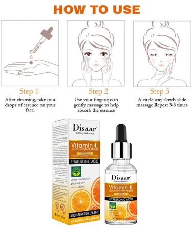 DISAAR BEAUTY Vitamin C Hyaluronic Acid Anti-Aging Moisturizing Facial Serum Deep Nourishment Anti-Acne Improve Skin 30ML - Buy Online on GoSupps.com