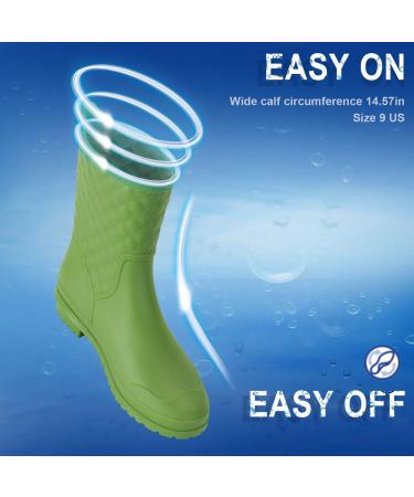 Petrass Women's Black Waterproof Mid Calf Rain Boots - Lightweight & Fashionable Garden Shoes | Size 6, Green - Buy Online on GoSupps.com