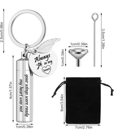 Fanshiontide Cremation Jewelry Urn Keychain for Ashes Cylinder Memorial Angel Wing Keepsake Urn Key Chain Stainless Steel for Human Pet Ashes Silver - Buy Online on GoSupps.com