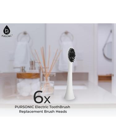Pursonic Charcoal Infused Replacement Toothbrush Heads for Sonicare Electric Toothbrush - 6 Pack - Buy Online on GoSupps.com