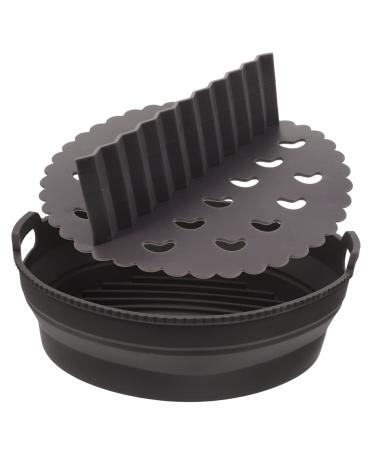 Zerodeko 1 Set Baking Pans Roasting Pan Toaster Oven Pans Silicone Insert for Air Fryer Liner Plug-in Round Light Grey 21.5X21.5cm