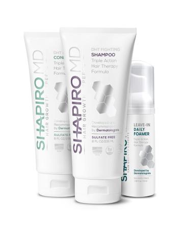Shapiro MD Natural Hair Kit for Thicker  Fuller  Healthier Looking Hair - Including Shampoo  Conditioner  and Leave-In Daily Foam (1 Month Supply)