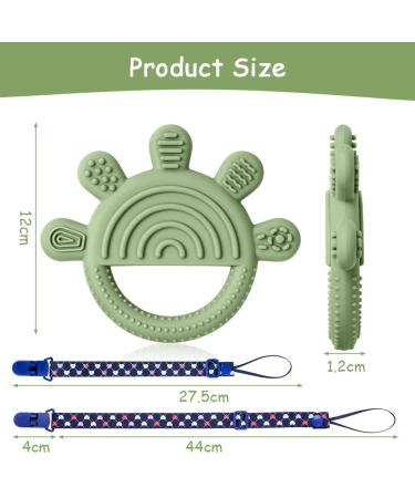 Aolso Silicone Bite Ring for Babies - BPA-Free Five Finger Teething Toy with Anti-Lost Rope - Ideal Dental Aid for 3 Months + - Green - Buy Online on GoSupps.com