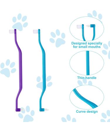 2-Piece Cat Toothbrush Set - Double-Sided Cleaning Brush for Kittens & Cats | Microbe Brush Head & Curved Handle | Deep Cleaning Accessories (Blue Purple) - Buy Online on GoSupps.com