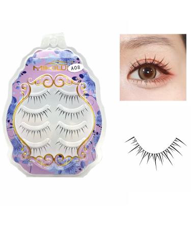 Amine Lashes Clear Band Manga Lashes 4 Pack - Spiky Anime False Eyelashes for Natural Look - Japanese Style A08 By Mikiw - Buy Online on GoSupps.com