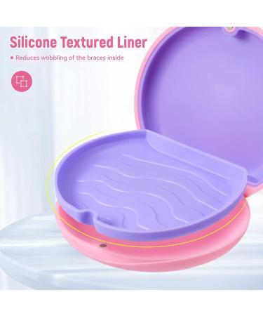 Annhua Slim Denture Storage Box Denture Holder with Silicone Textured Liner Denture Retainer Case Dental Retainer Box with Magnetic Closure Pink - Buy Online on GoSupps.com