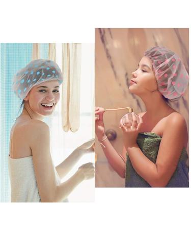 Shower Caps 3 Packs Waterproof Shower Cap for Women Reusable Shower Hat Bath Caps with Elastic Band Large Plastic Long Hair Environmental Protection Hats for Ladies Girls Kids Spa Salon - Buy Online on GoSupps.com