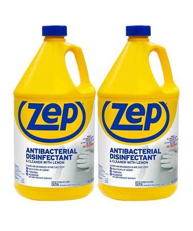 Zep Antibacterial Disinfectant & Cleaner with Lemon - 1 gallon (Case of 2) ZUBAC1282 - Designed Specifically as a General Cleaner and Disinfectant for use on Hard Non-Porous Surfaces