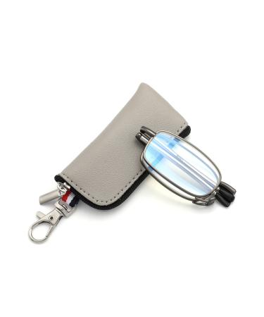 Additional foldable mini metal blue light filter Reading glasses for women and men Lightweight anti-blue computer glasses with glasses case gray 2.5 x