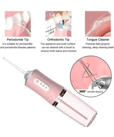 Irrigador Dental Inal mbrico Port til Rosa - 4 Puntas 3 Modos Recargable | Limpiador Bucal y Cepillo Autom tico - Buy Online on GoSupps.com