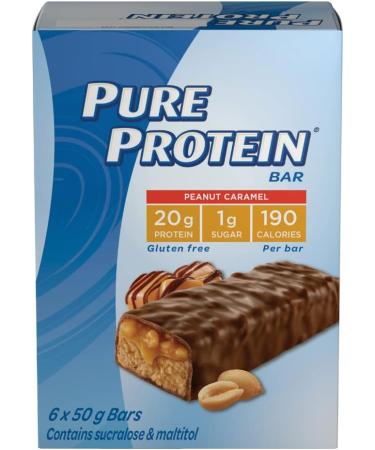 Pure Protein Bars Gluten Free Chocolate Deluxe 50g 6ct Imported from Canada) & Bars Gluten Free Snack Bars Peanut Caramel 50 gram 6 Count Brown Chocolate Deluxe Protein Bars + Bars - Buy Online on GoSupps.com