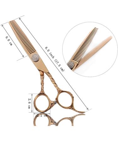 Hair Cutting Scissors Kit 6 Inch Hair Scissors Gold Plated Rhinestones Rose Gold Thinning Tooth Scissors Hair Stylist Special 440 Scissors Set - Buy Online on GoSupps.com