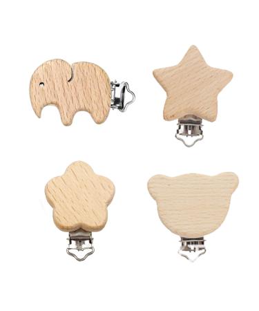 Pacifier clip wood pacifier clip pacifier clips wood pacifier clips wood 4 pieces baby pacifier clips wood pacifier clip wood set - Buy Online on GoSupps.com