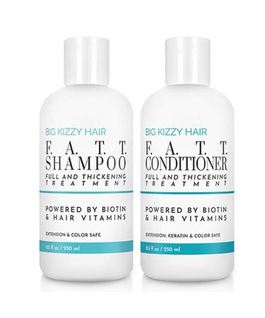 Volumizing & Thickening Biotin Shampoo & Conditioner Set - F.A.T.T. by Big Kizzy Gentle Hair Care Safe for Extensions Color & Keratin Treatments - Strengthens & Nourishes Fragile Hair