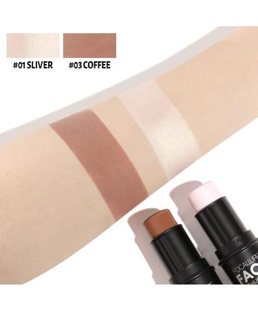 2 PCs Contouring Stick Set - Cream Bronzer & Highlighter for Long-Lasting Face Make-up | Universal Shade - Enhance Your Contours & Glow - Buy Online on GoSupps.com