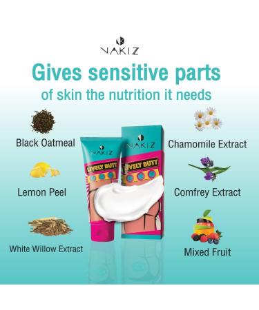 Nakiz Lively Butt Cream for Stretch Marks & Uneven Skin Tone - 100% Authentic (2 Pack) | Award-Winning Formula for Underarm, Inner Thigh, Back, & Knee - Buy Online on GoSupps.com