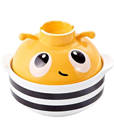 Soup Bowls with Lid and Handles 720ML Ceramic Serving Bowl for Kitchen French Onion Soup Crocks Cute Honey-Shape Porcelain Bowls for Cereal Stew