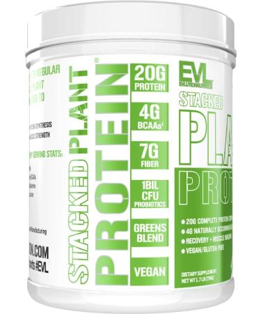 Evlution Nutrition Stacked Plant Protein Powder - Vegan, Non-GMO, Gluten-Free, Probiotics, BCAAs, Fiber - 1.5 LB Natural Chocolate - Buy Online on GoSupps.com