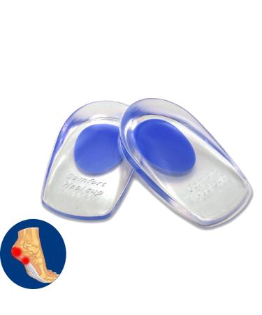 ZLMC Silicone Gel Heel Cups- Pair of Heel Cushion Shoe Inserts Plantar Fasciitis Inserts - Silicone Gel Heel Pads for Heel Pain  Bone Spur & Achilles Pain (Blue)